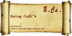 Balog Csák névjegykártya